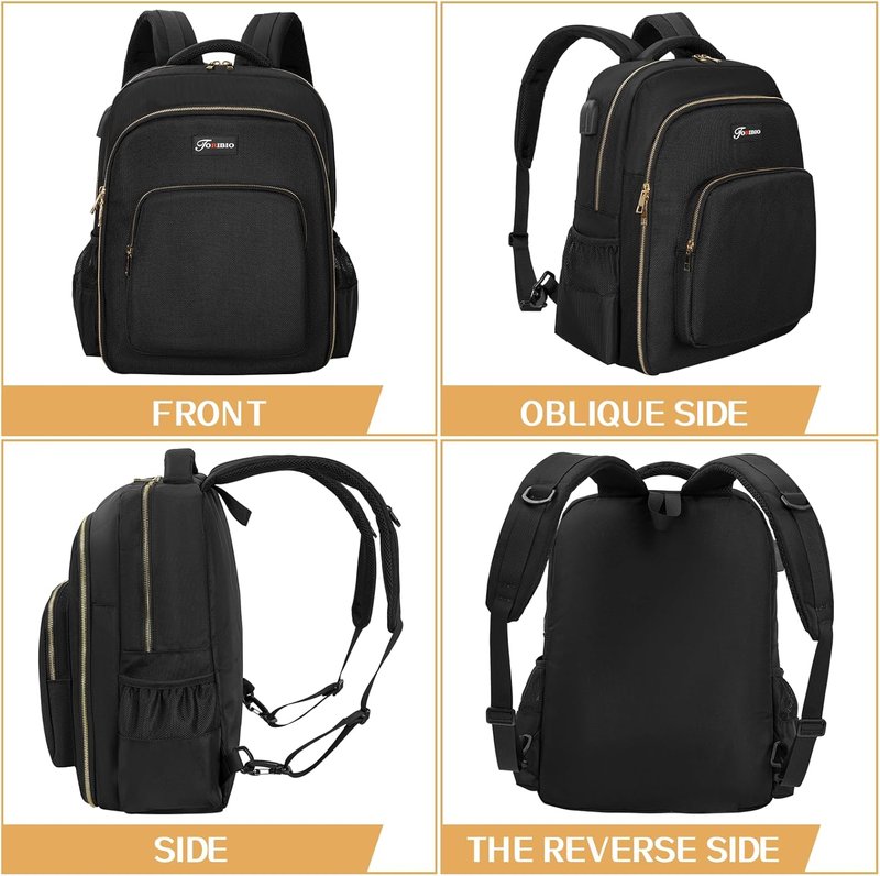 Barber Supplies Bag - Portable Clipper Backpack with USB Port | Black & Gold