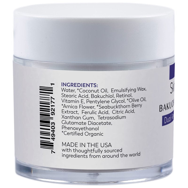 SKINTENSIVE Retinol & Bakuchiol Cream - Dual Renewal Night Cream with Coconut Oil - Moisturizing PM Cream for Sensitive Skin