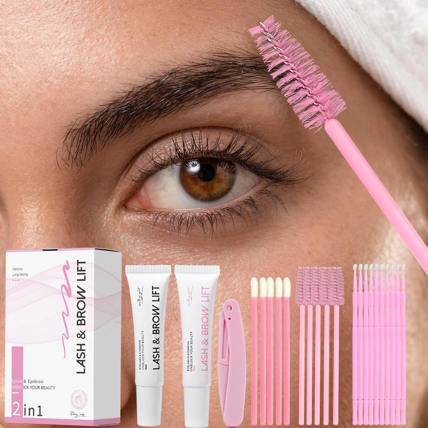 Lash & Brow Lift, Professional Lash Lift Kit Natural Ingredient for Long-Lasting Natural Curl & Self Lash Lifting, Brow Lamination Set for Salon-Quality Results at Home