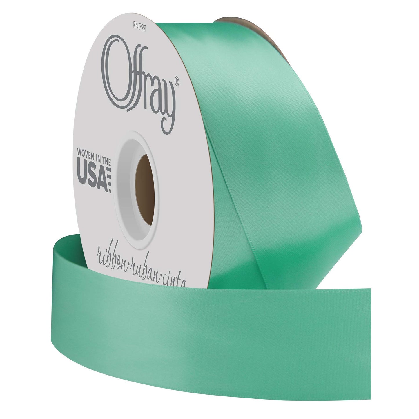 Offray Double Face Satin Craft Ribbon, 1-1/2-Inch Wide by 50-Yard Spool, Diamond Blue