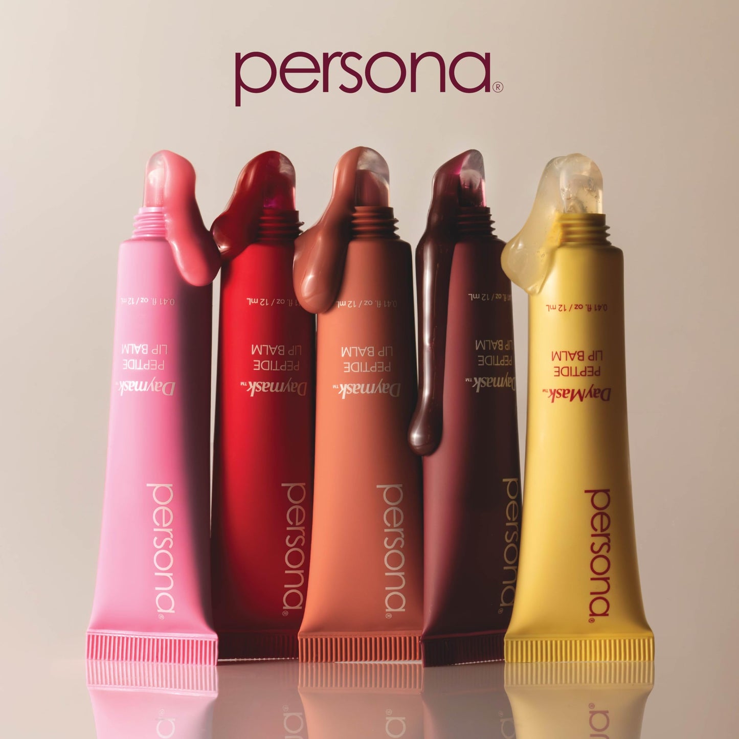 PERSONA Pomegranate Daymask Peptide Lip Balm | Rich, Glossy Hydration | With Oat Kernel Oil, Squalane & Peptide Complex | Vegan, Fragrance-Free, Sensitive-Lip Safe (0.3 oz) | Made in USA