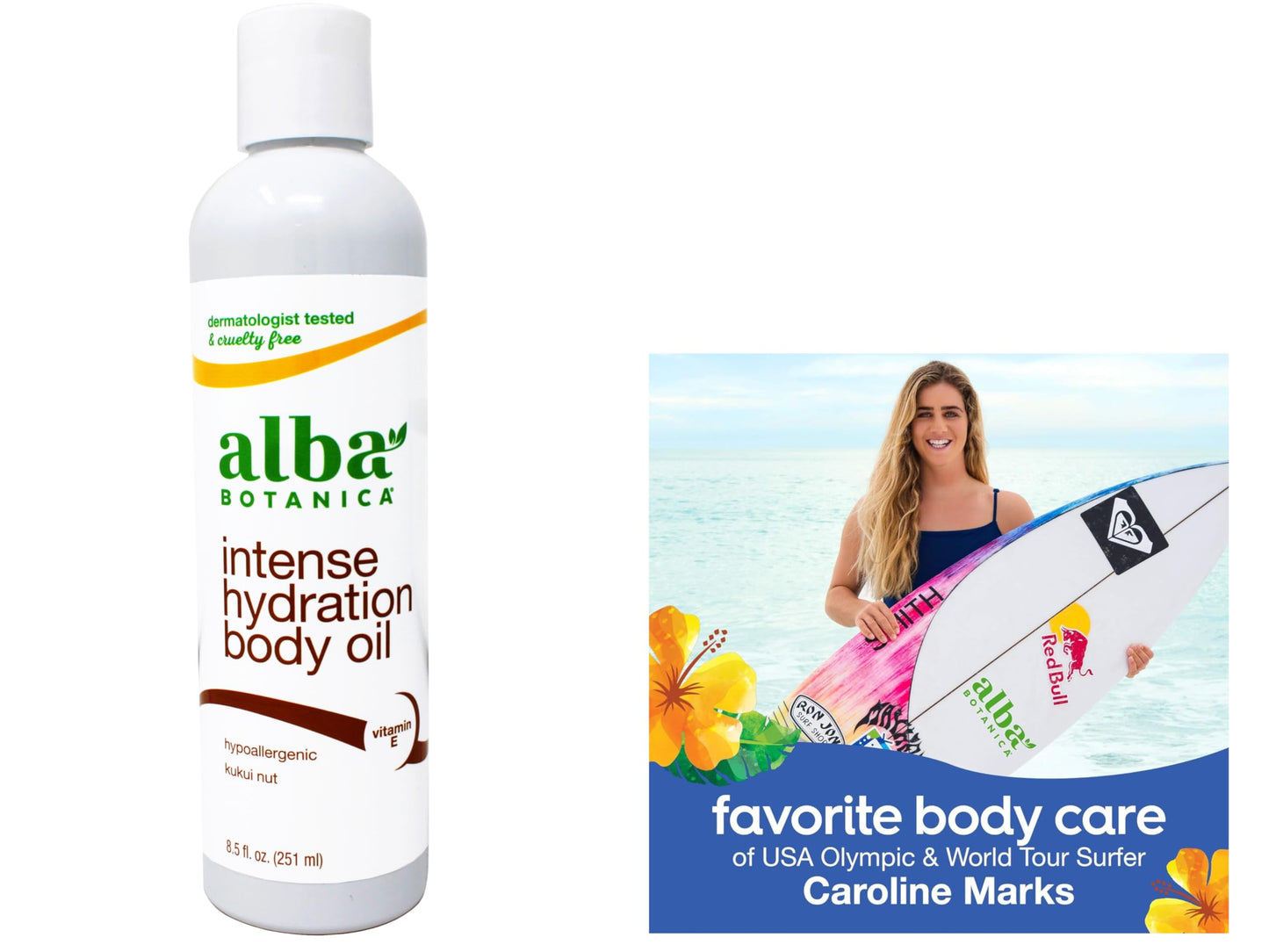 Alba Botanica Hawaiian Organic Body Oil - Kukui Nut - 8.5 Ounce (Pack of 2), 'Packaging may vary'