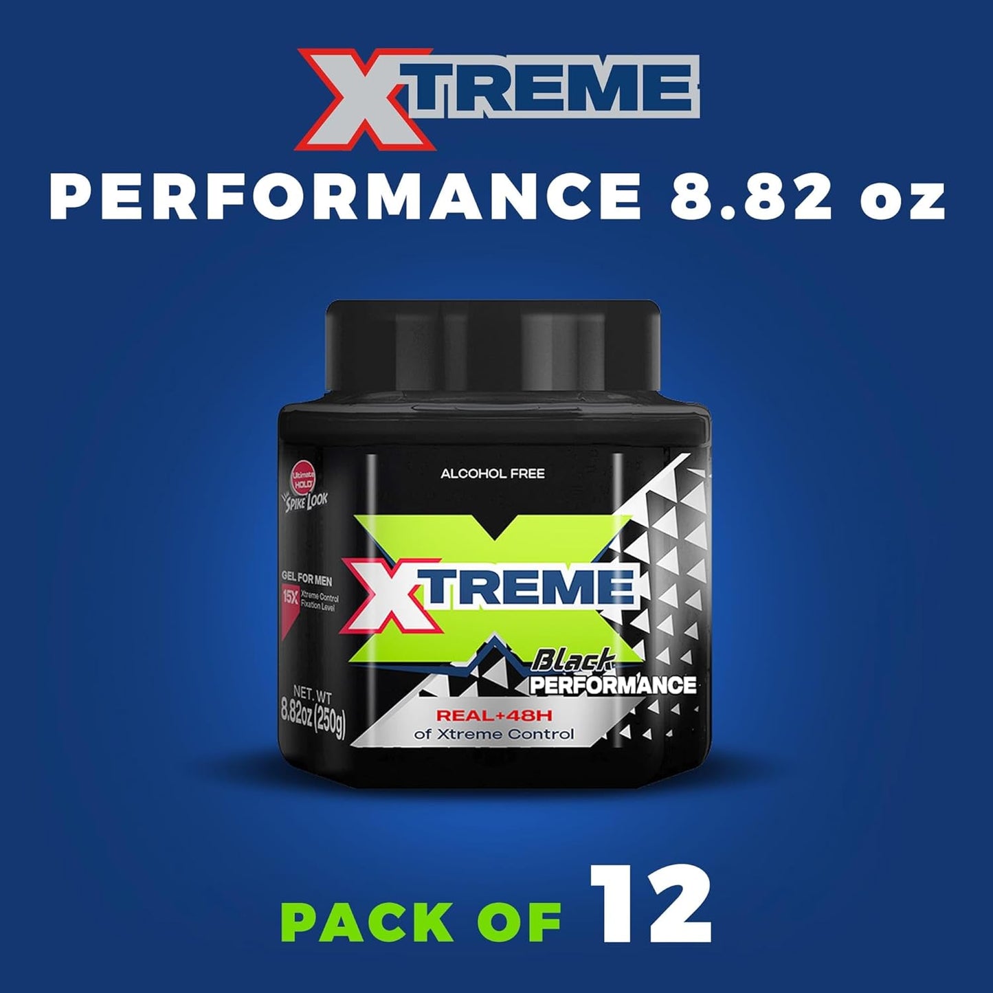 Xtreme Performance Black Hair Gel - Aloe Vera Infused, 8.82 oz Jar | Pack of 12