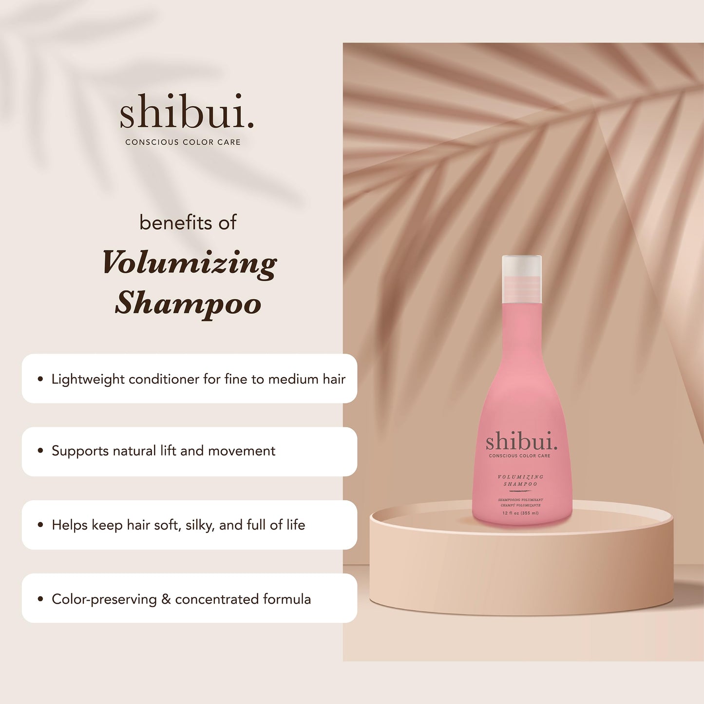Shibui Volumizing Shampoo, Cleanses and Adds Body with Spirulina and Cucumber Extract, for Thin or Fine Hair, Color-Safe, 12 Fl Oz