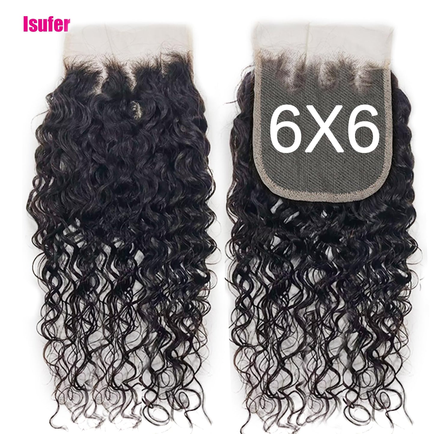 Water Wave 6x6 HD Transparent Lace Closure - 10 Inch Pre-Plucked Natural Hairline with Baby Hair | High Density Brazilian Virgin Human Hair