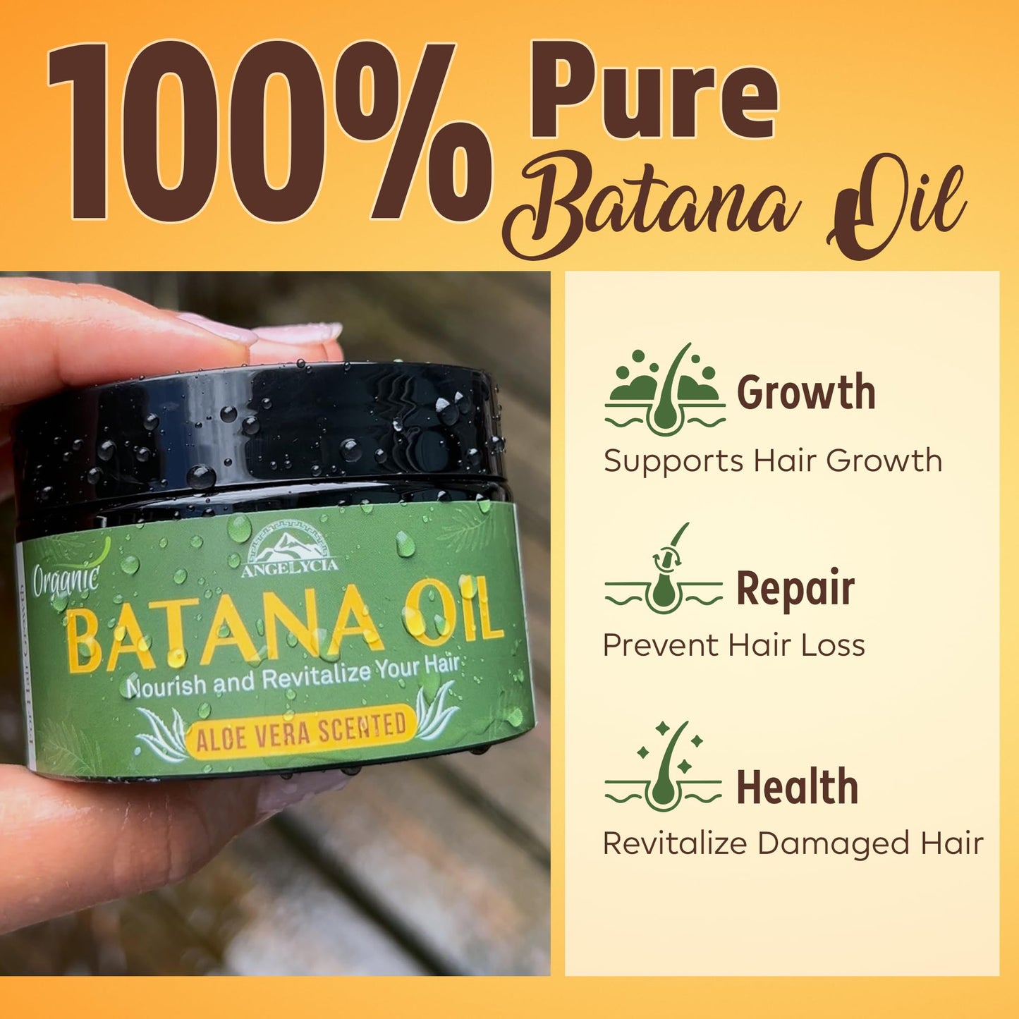 Raw Batana Oil for Hair Growth & Scalp Stimulator – 100% Pure Hair Oil from Honduras – Dr. Sebi Organic Paste – Natural Hair Growth Products for Thicker Edges, Breakage & Split Ends (16, Ounces)