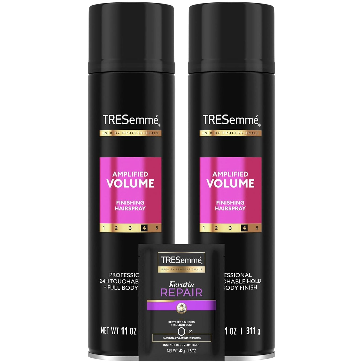 TRESemmé Hairspray Total Volume & Keratin Repair Hair Mask | Moisturizing Anti-Frizz Set (3 Pieces)