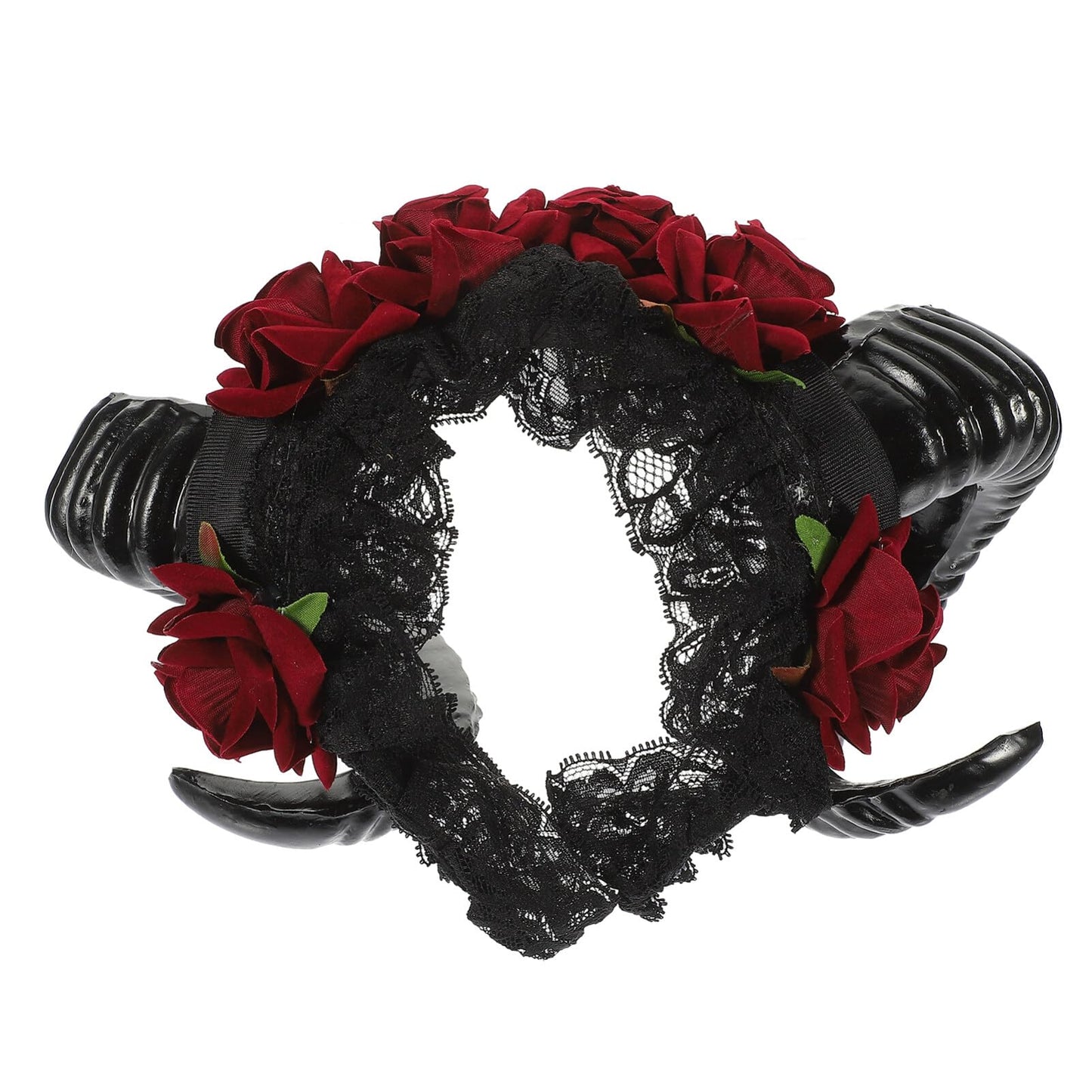 Beaupretty Gothic Restyle Sheep Horn Headband,Devil Floral Hornsn Headpiece Hair Accessories Hair Hoops Headdress for Halloween Cosplay