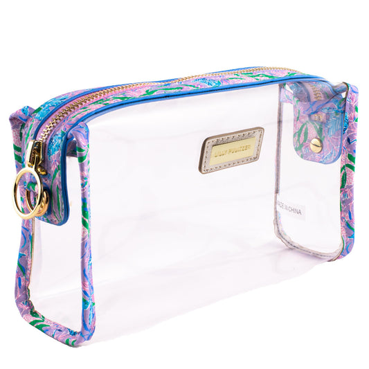 Lilly Pulitzer Clear Zipper Pouch, Cute Pencil Case for Adults, Travel Toiletry Bag, Small Pouch Bag for Supplies, Makeup or Toiletries (Secret Escape)…