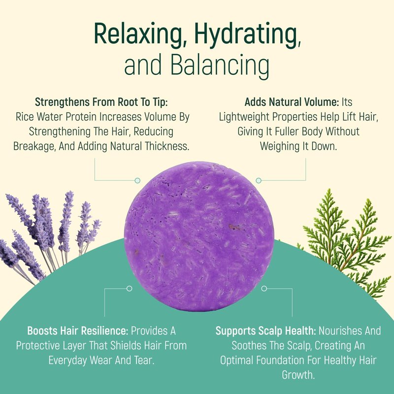 BAMBOEARTH Solid Rice Protein Water Shampoo Bar With Conditioner Effect Hair Soap – Shampoo Bars For Hair With All Natural Plant Based Essential Oils And Zero Waste Packaging (Lavender)