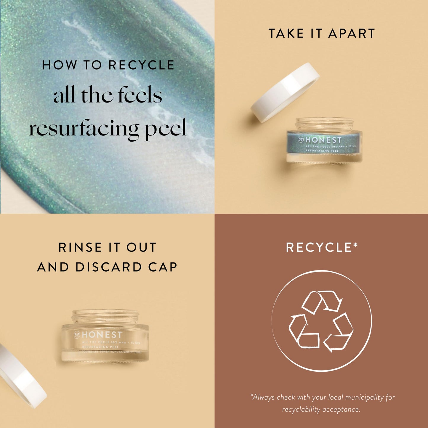 Honest Beauty All the Feels Resurfacing Peel | 10% AHA + 2% BHA | Deeply Exfoliates + Renews Skin | Vegan + Cruelty Free | 1.7 oz