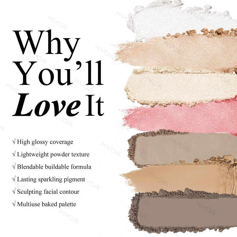 KYDA Face Sculpting Contour Palette, Smooth Matte Contour Pressed Powder, Ultra-fine Lightweight, Easy to Blend, Multiuse Baked Contour Makeup-TAUPE