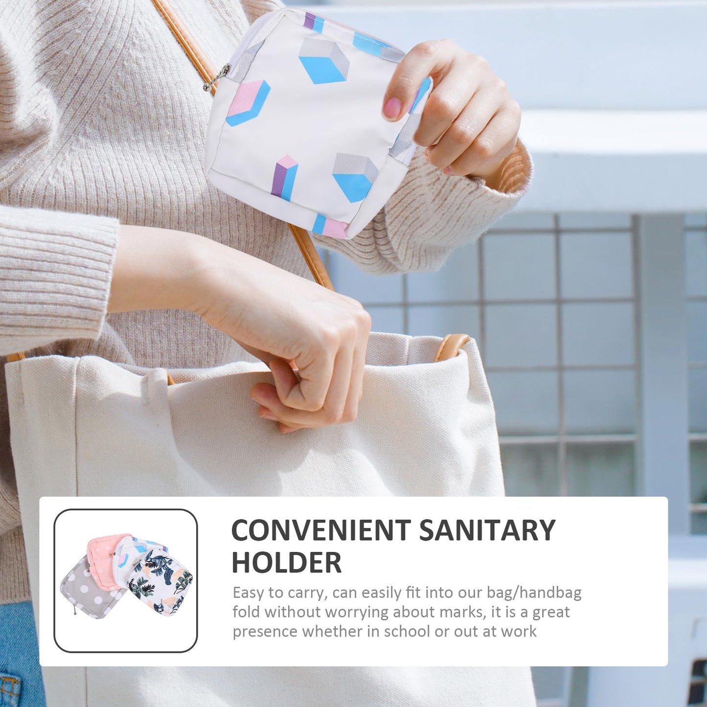 Amosfun 20Pcs Portable Sanitary Napkin Storage Bags for Teen Girls Mini Zipper Makeup Cosmetic Pouch Lightweight Polyester Pad Organizer for Travel and Daily Use