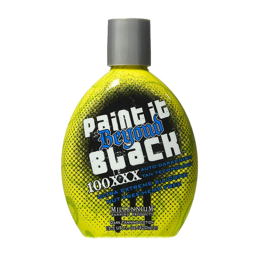 Millennium Tanning Paint it Beyond Black 100 XXX Dark Tanning Lotion Accelerator for Indoor Tanning Beds & Outdoor Sun Tan with Bronzer, 13.5 Oz