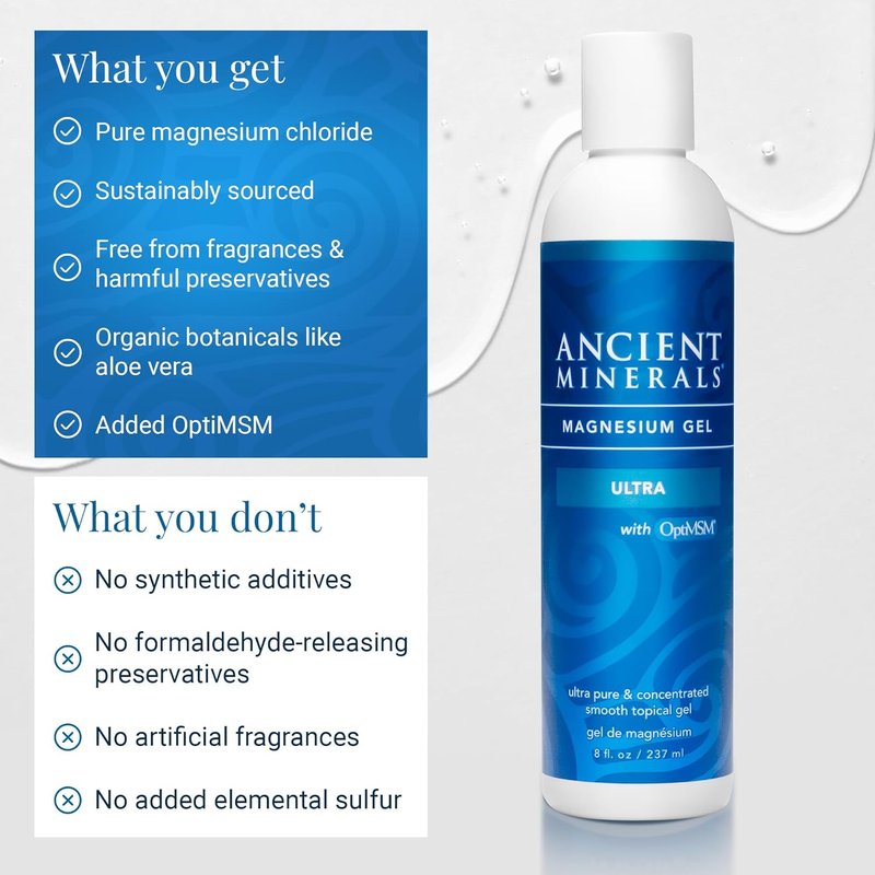 Magnesium Gel Ultra with OptiMSM & Aloe Vera - Topical Relief for Massage | 8oz
