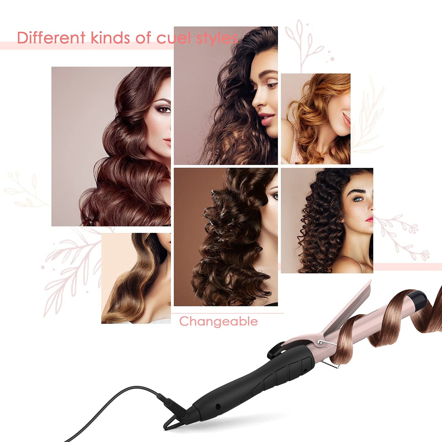 PRETFY 1 Inch Curling Iron with Ceramic Coating Barrel for Long/Medium Hair, 140-428℉ Adjustable Temperature, 30s Instant Heat, 110-240V Dual Voltage, Hair Waving Style Tool for Girls & Women