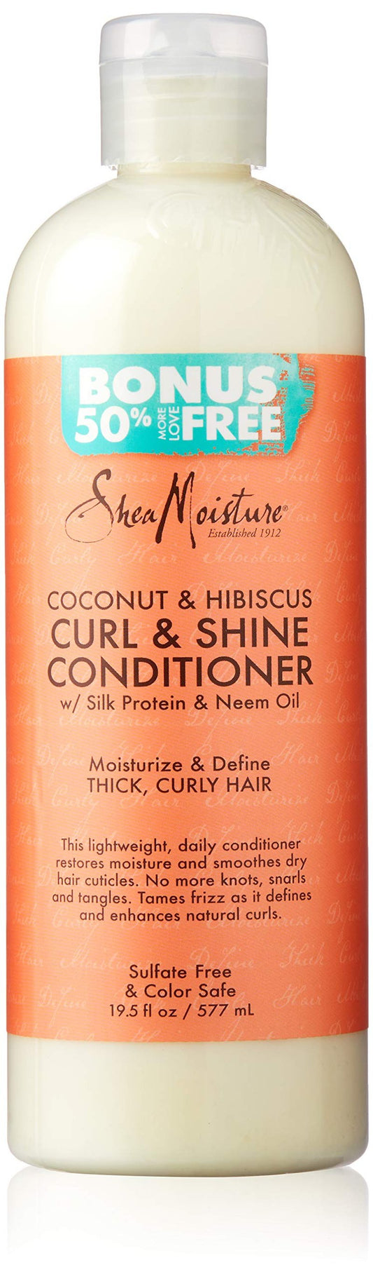 Shea Moisture Coconut & Hibiscus Curl & Shine Conditioner, 19.5 Fl Oz