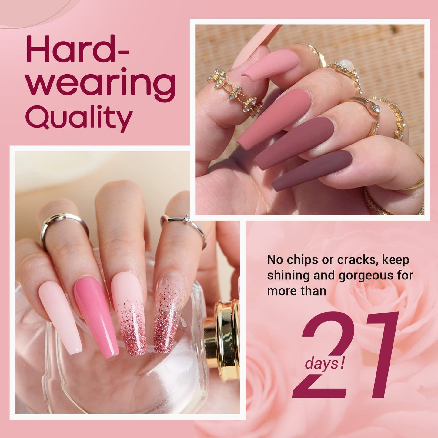 AZUREBEAUTY 18Pcs Dip Powder Nail Kit Starter, 8 Colors Clear Nude Pink Glitter All Season Dipping Powder System Essential Liquid Set with Top/Base Coat for French Nail Art Manicure DIY Salon