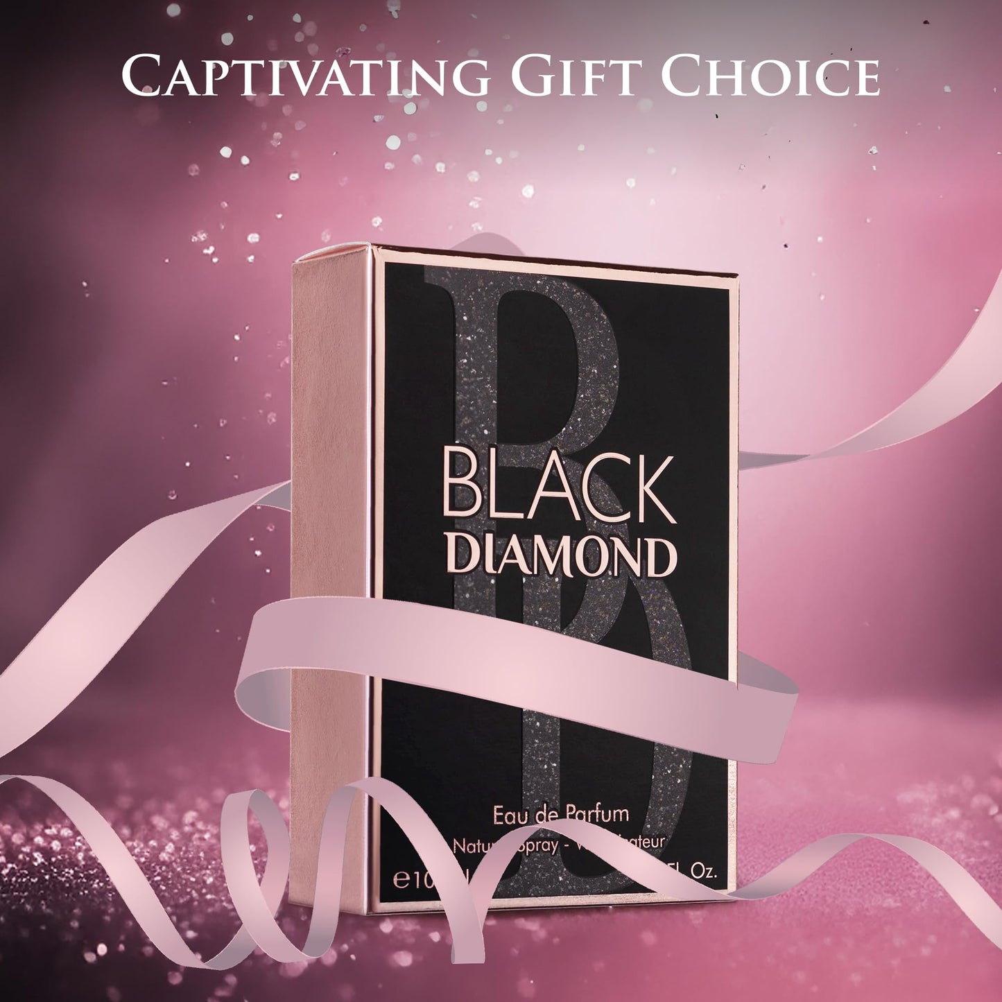 Black Diamond for Women Eau De Parfume- Top Notes of Pink Pepper & Orange Blossom - Base Scents of Warm Vanilla, Patchouli, Cashmere Wood & Cedar - Natural & Paraben Free - Elegant 100ml Bottle