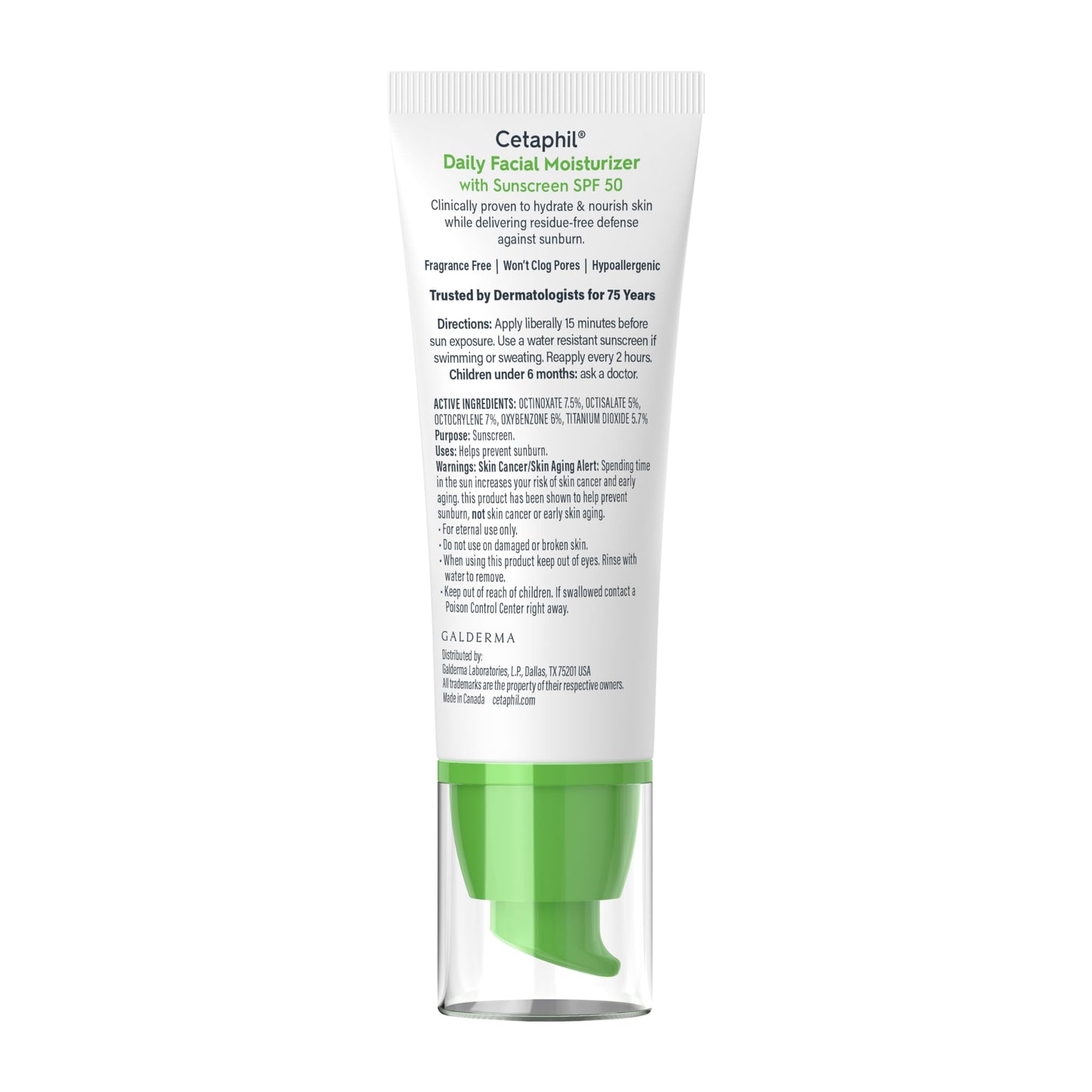 Cetaphil Daily Facial Moisturizer SPF 50, 1.7 Fl Oz (Pack of 2), Gentle Facial Moisturizer For Dry to Normal Skin Types, No Added Fragrance, Dermatologist Recommended (Packaging May Vary)