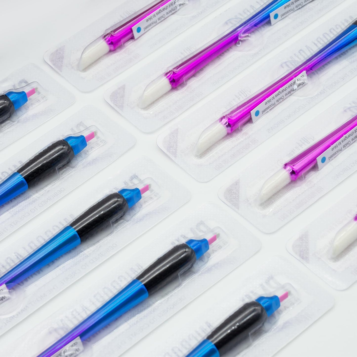 PMUBEAUTY 10Pcs Disposable Microblading pen sterilized 18 U-shaped 0.15mm Nano Blade Manual Eyebrow Pen Comfortable Rubber Grip with Pigment Sponge for Eyebrow Tattoo Permanent Makeup (18U 0.15mm)