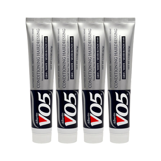 Alberto VO5 Conditioning Hairdressing - Grey White Silver Blonde Hair - Conditioner Smooths Frizz and Enhances Color Vibrancy - 1.5 oz - Pack of 4