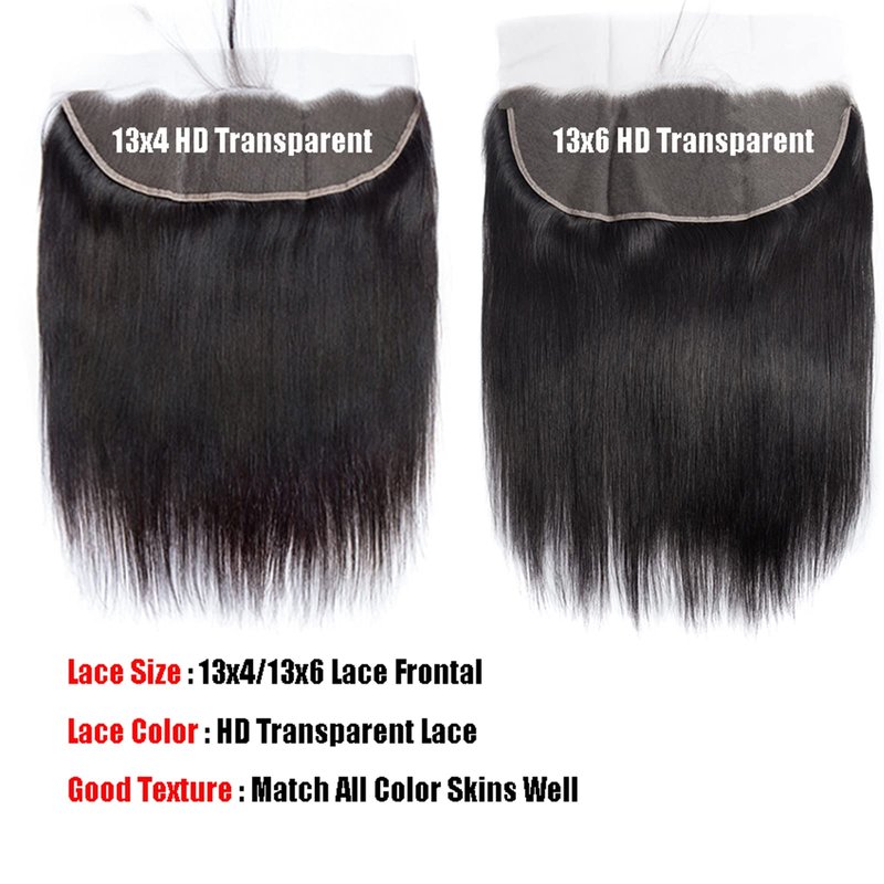 Lemoda 13x4 Frontal Straight HD Transparent Lace Frontals Brazilian Virgin Human Hair Lace Frontal Closure Natural Black 16 Inch