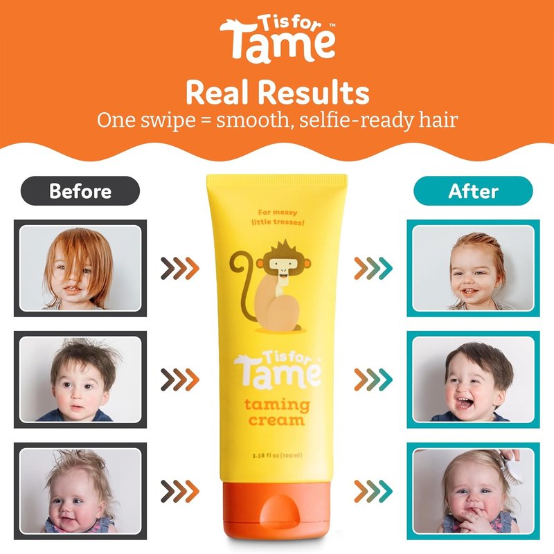 All-Natural Hair Taming Cream for Kids - Frizz Control with Coconut Oil & Jojoba | 3.38 Fl Oz (2 Pack)