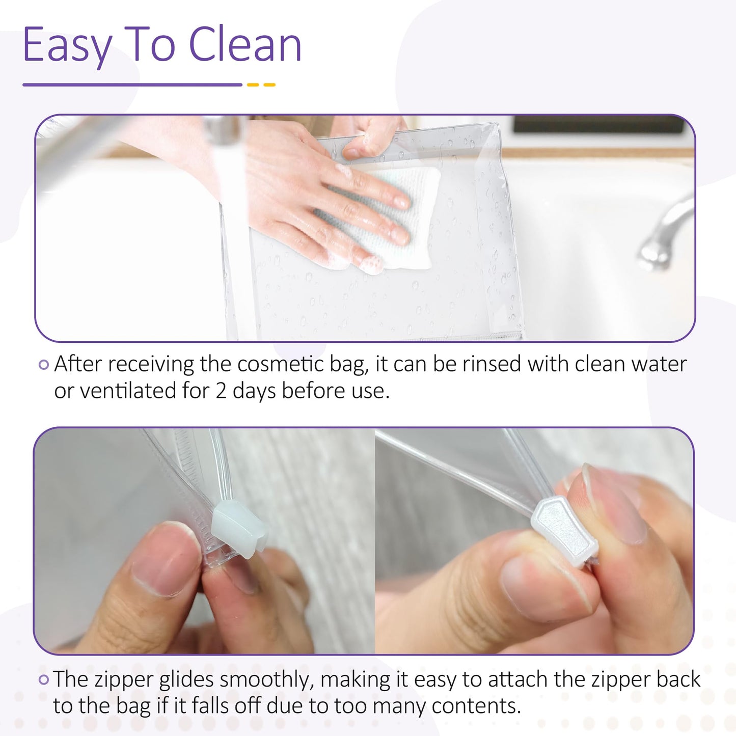 50 Pcs Mini Clear Makeup Bag Travel Toiletry Organizer Pouch, 7.87 x 5.90 Inches Cosmetic Vanity Drawers Waterproof Zipper Organizer Swimsuit Organizer Bags, Vacation Portable Bulk Toiletry Bag