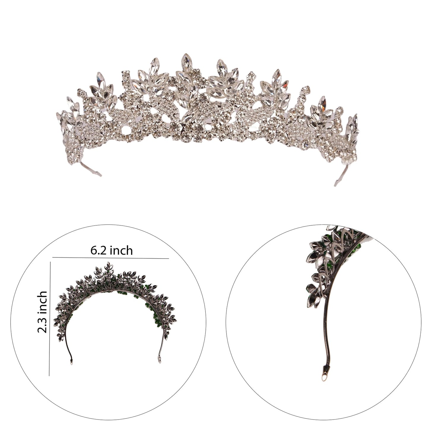 LIMELIA Women's Tiara for Henna Wedding Party|Glitter Hair Accessories for Bridal Birthday Pageant Prom Halloween Costume Christmas Party, Princess Crown|Crystal Stone-Silver