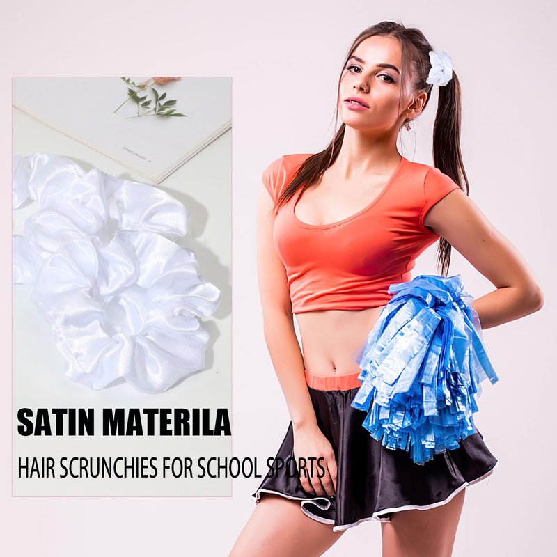 80 Pieces White Satin Scrunchies Bulk, Solid Color Elastic Hair Bands Silky Ponytail Holder for Women Girls Kids Hair Accessories