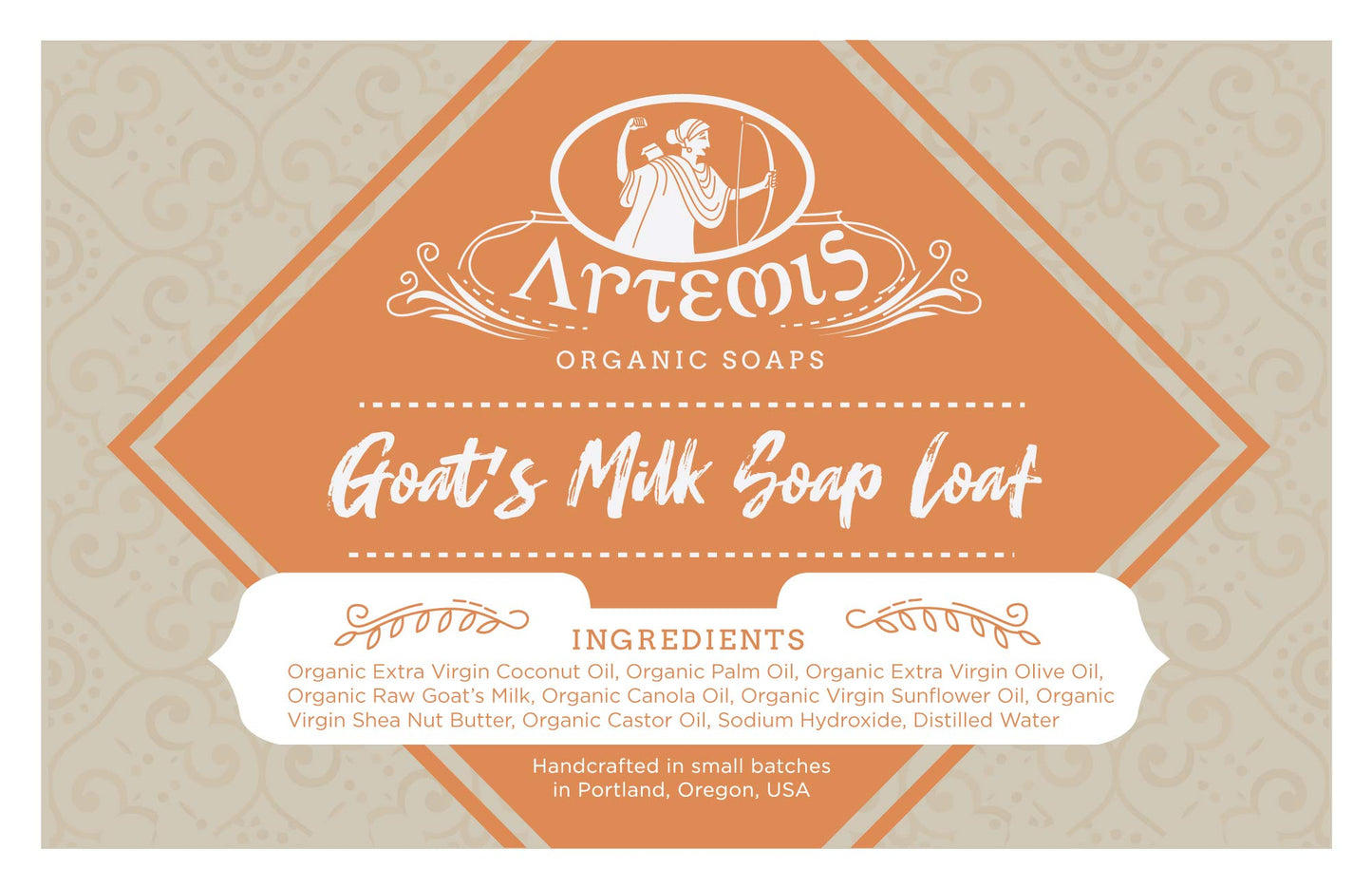 Organic Goat's Milk Soap Loaf - Cut Into 8 to 10 Soap Bars - Natural Ingredients - Hypoallergenic - 2 Pound Block