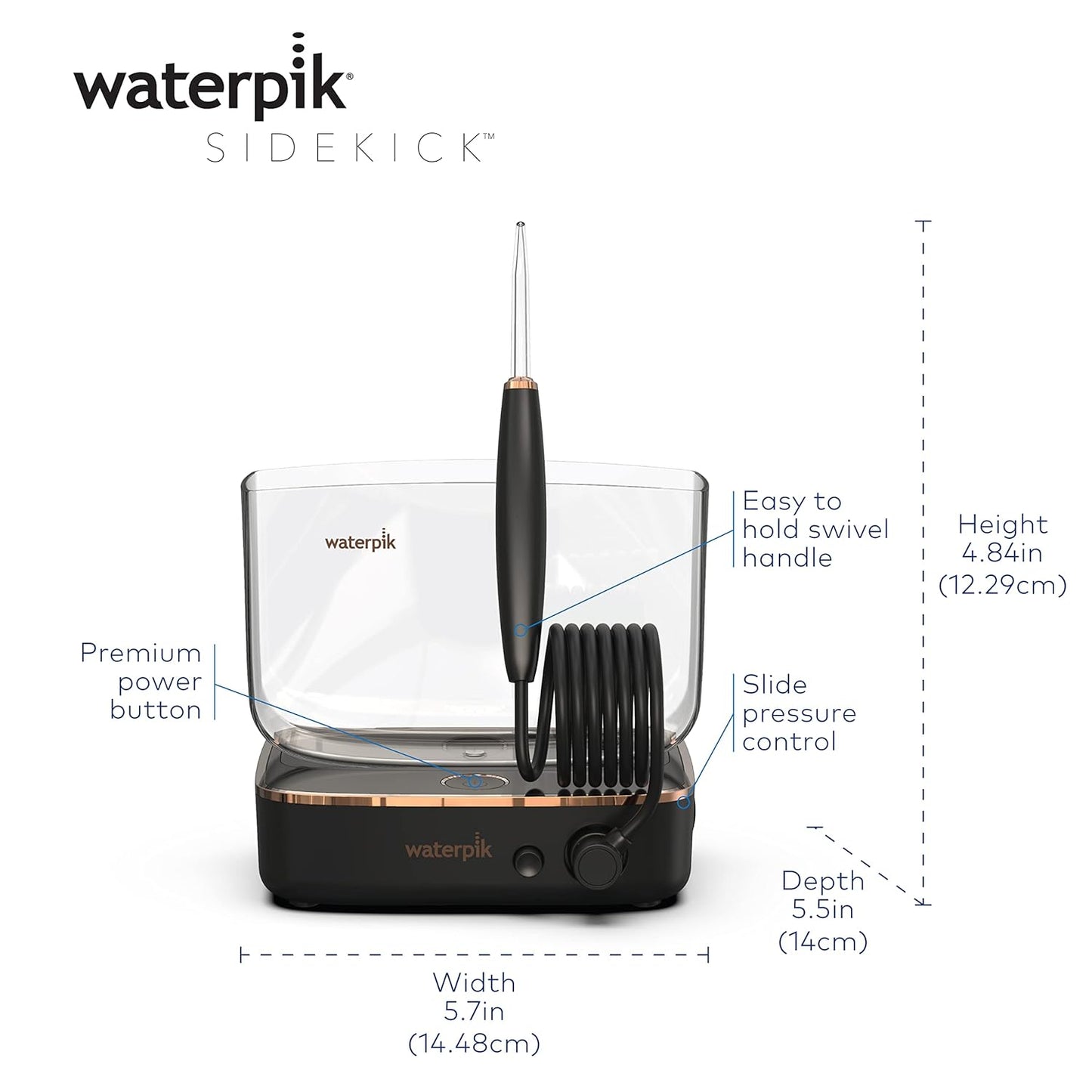 Waterpik Portable Water Flosser - Travel-Friendly Design, ADA Accepted | Black/Copper WF-04
