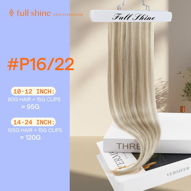 Full Shine Blonde Hair Extensions Clip ins 12 Inch Dirty Blonde Highlights Light Blonde Clip in Hair Extensions for Short Thin Hair 95g 7 Pcs
