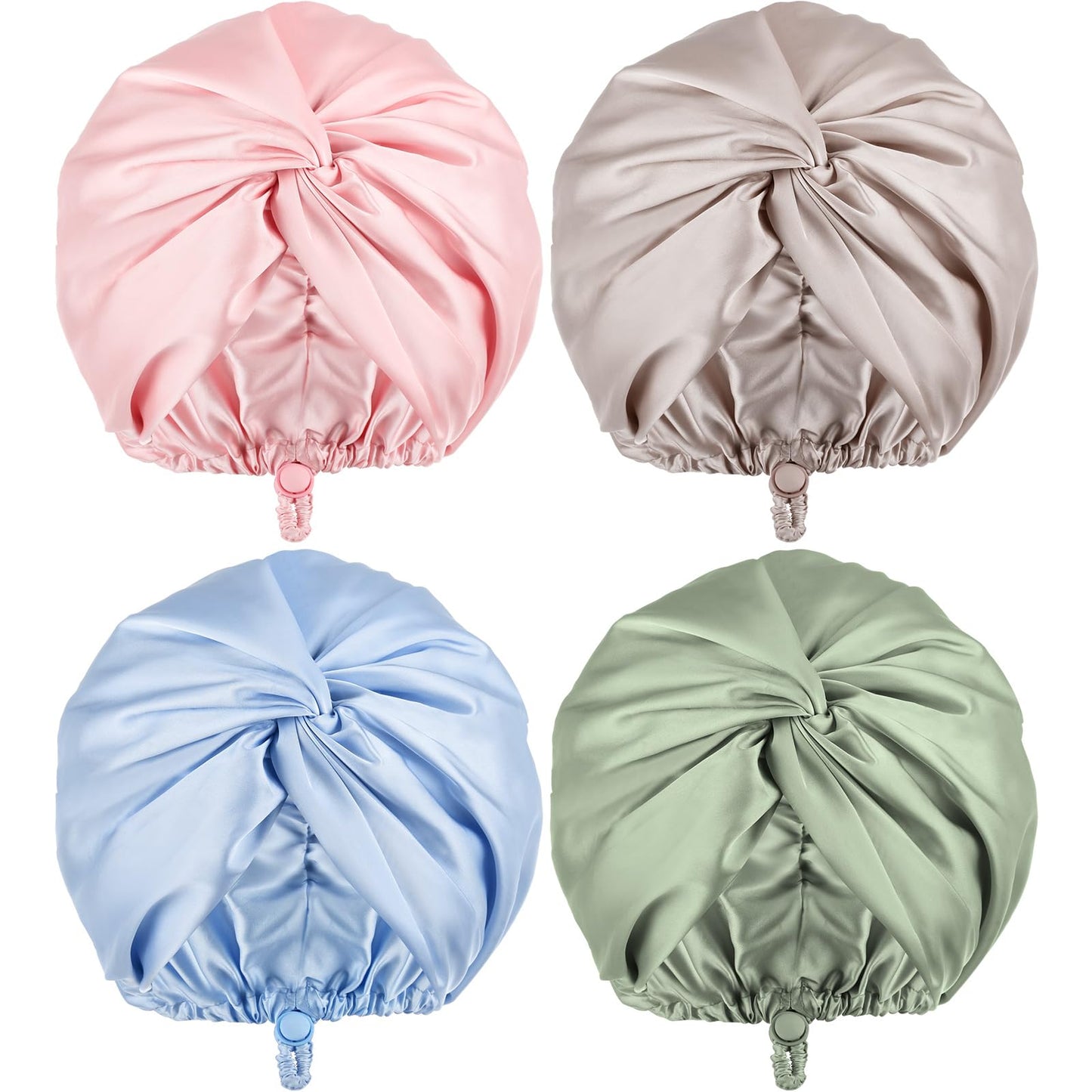 Maiteenly 4 Pcs Adjustable Silk Satin Bonnet for Sleeping Women Double Layer Silk Hair Wrap Sleep Cap Night Turban for Large Long Curly Straight Braid Hair Unisex(Light Color)