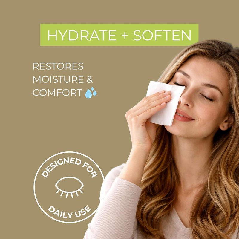 NOVEHA Tea Tree & Coconut Oil Eyelid & Lash Wipes - 60 Individually Wrapped Cleansing Wipes for Itchy Eyes | Natural Makeup Remover with Aloe Vera
