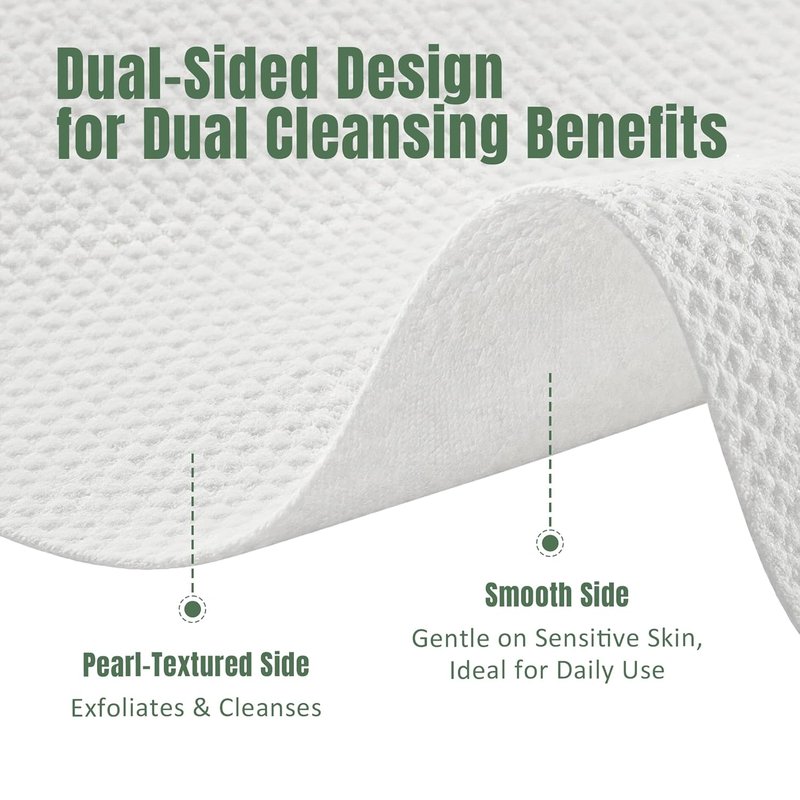 Disposable Face Towels - Extra Large Biodegradable 12x10 Inch Lint-Free Wipes for Sensitive Skin | 50 Count
