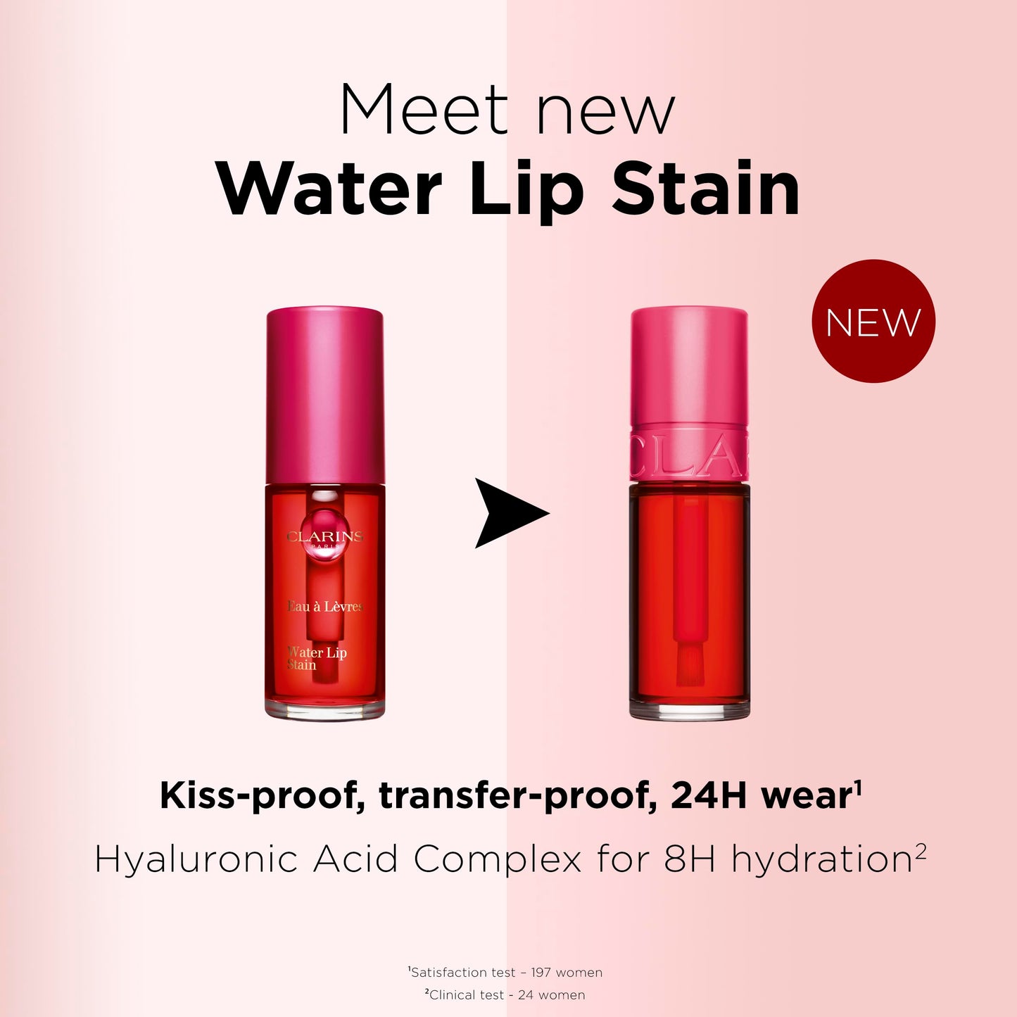 Clarins Water Lip Stain | Buildable Matte Finish | Kiss Proof, Transfer-Proof, Lightweight and Long Lasting | Contains Hyaluronic Acid | 0.2 Fluid Ounces, 03 Red Water
