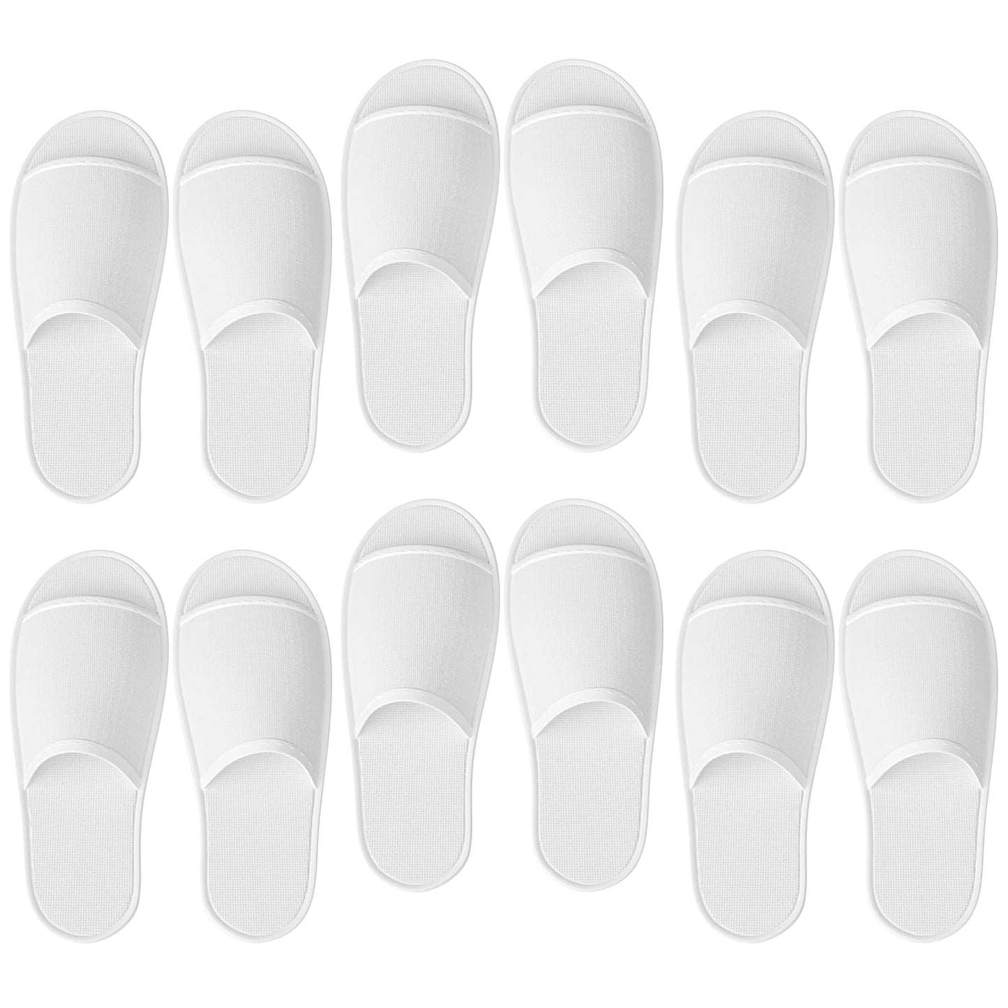Maeline 12 Pairs Spa Slippers, Open Toe, Breathable, Non-Slip, Disposable Slippers for Guests, Family, House, Indoor, Hotel, Retreat, Salon, Wedding, Travel for Women & Men, White