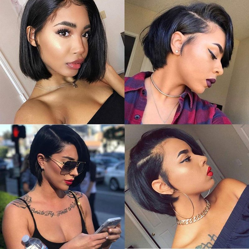 SINGLE BEST Brazilian Human Hair Bundles with Closure 10A Straight Bundles with Lace Closure 3 Bundles Human Hair with Lace Closure Free Part Natural Color (Straight, 8 8 8+8inch)