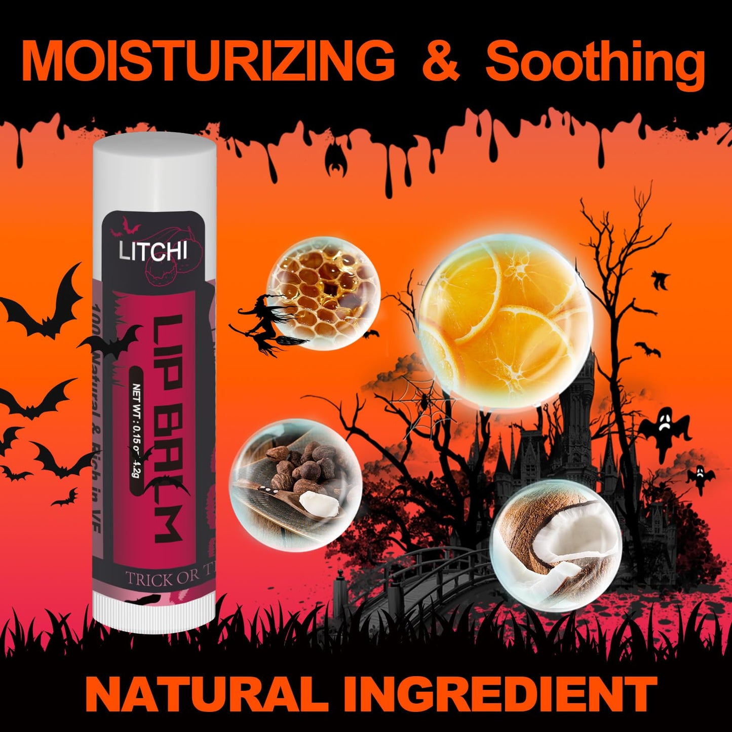 Yopela 76 Pack Halloween Natural Lip Balm Bulk with Vitamin E and Coconut Oil Lip Care Set - Moisturizing, Soothing, and Repairing Dry and Chapped Lips