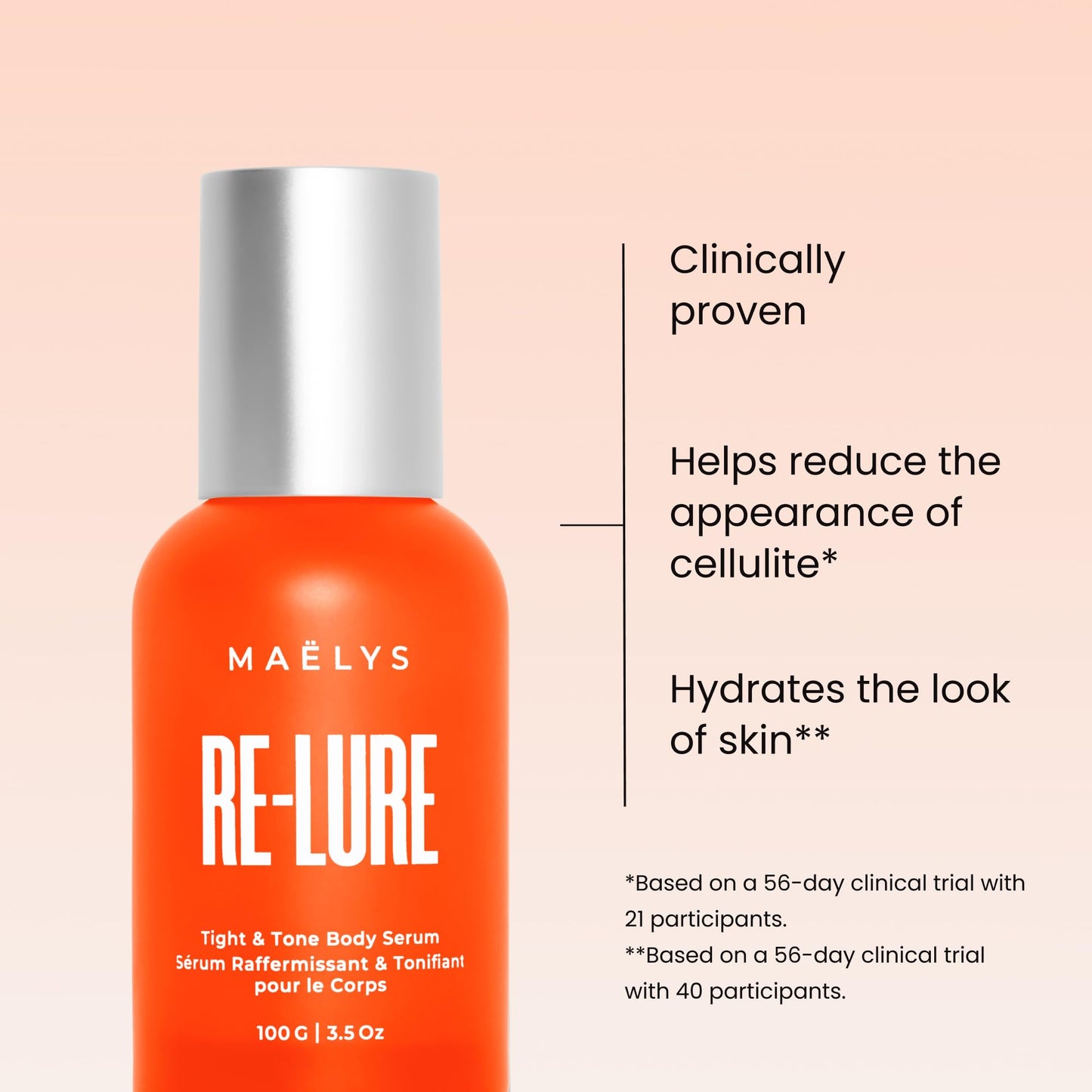 MAËLYS RE-LURE Tight & Tone Body Serum - Helps Reduce the Look of Cellulite - Skin Tightening with Hyaluronic Acid - Firming for Stomach, Thighs & Arms - Lightweight Body Firming Serum (3.5 Fl Oz)