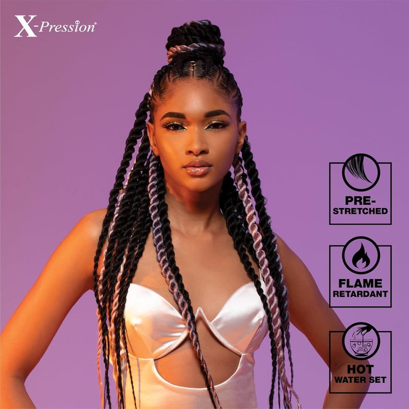 X-Pression Pre-Stretched Braiding Hair - 48-Inch Kanekalon Synthetic Braid for Box Braids & Twists | Color 4 Medium Brown