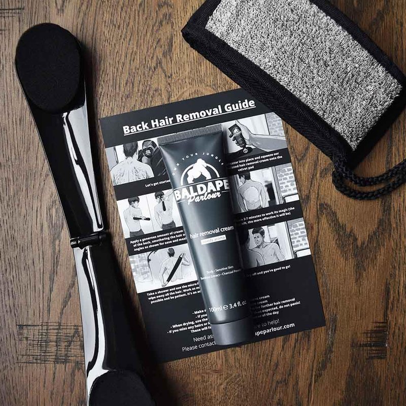Bald Ape Parlour BALDAPE PARLOUR Body & Back Hair Removal Kit with Men's Depilatory Cream, Extendable Applicator & Loofah for Smooth, Hair-Free Results
