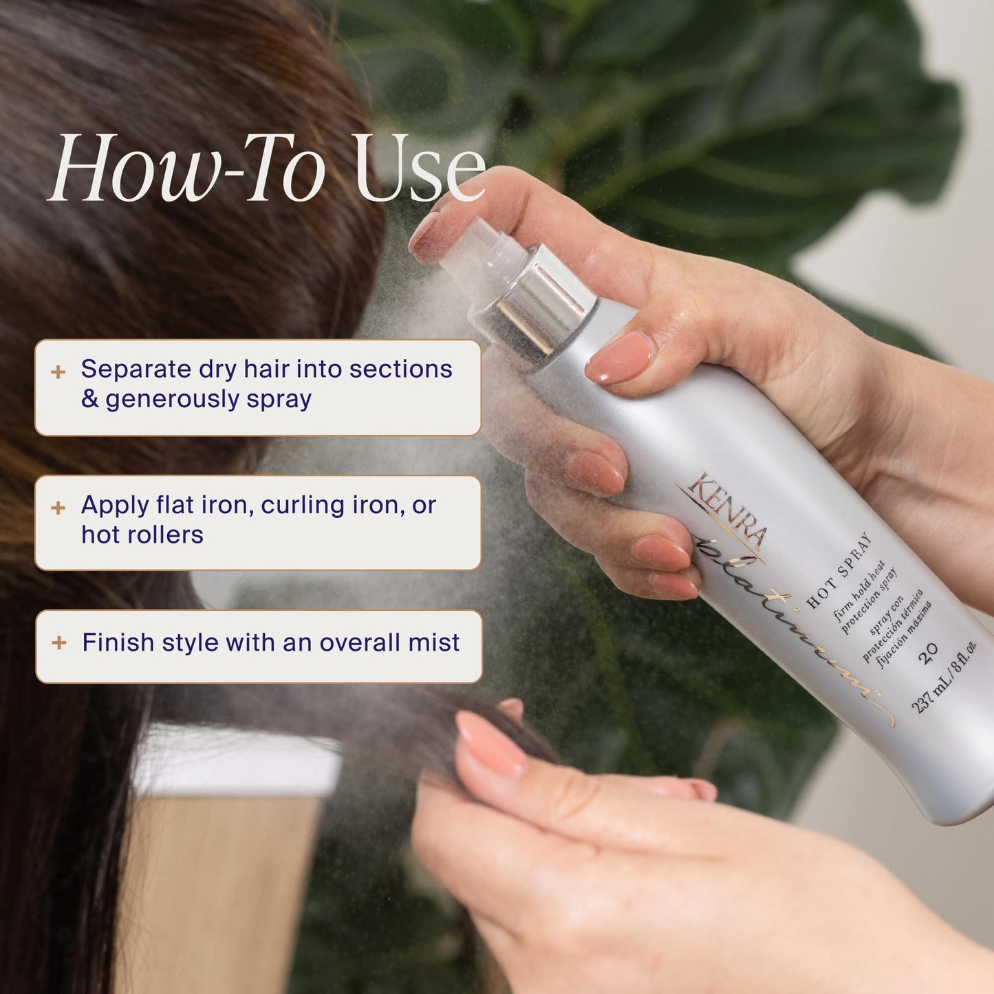 Kenra Platinum Hot Spray 20 | Heat Protection Styler | Long-Lasting, Firm Hold | Adds Vibrant Shine | Humidity & Thermal Protection | Clean Release From Heated Tools | All Hair Types | 8 fl. Oz
