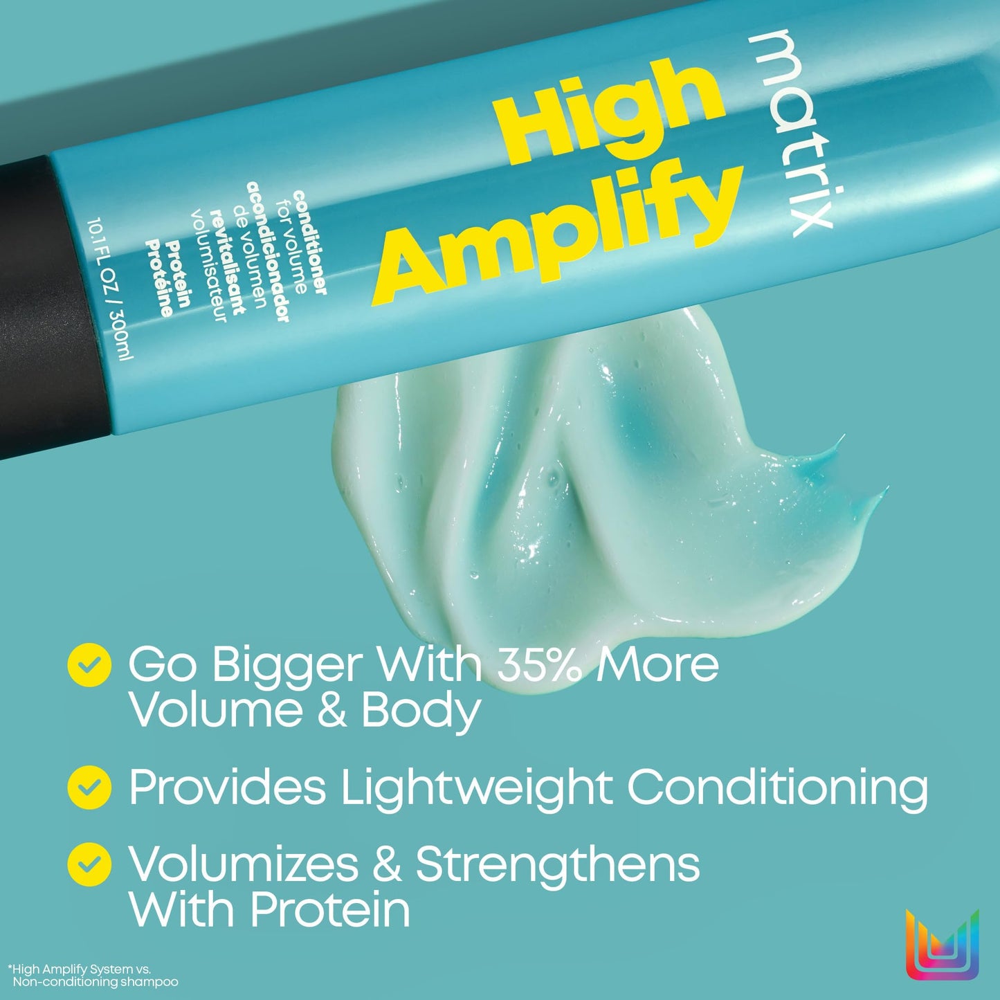 Matrix High Amplify Volumizing Conditioner - Instant Lifts and Strengthens For Lasting Volume With Protein, Silicone-Free, Lightweight Conditioning Formula, Boost Structure in Fine Hair, 10.1 Fl Oz