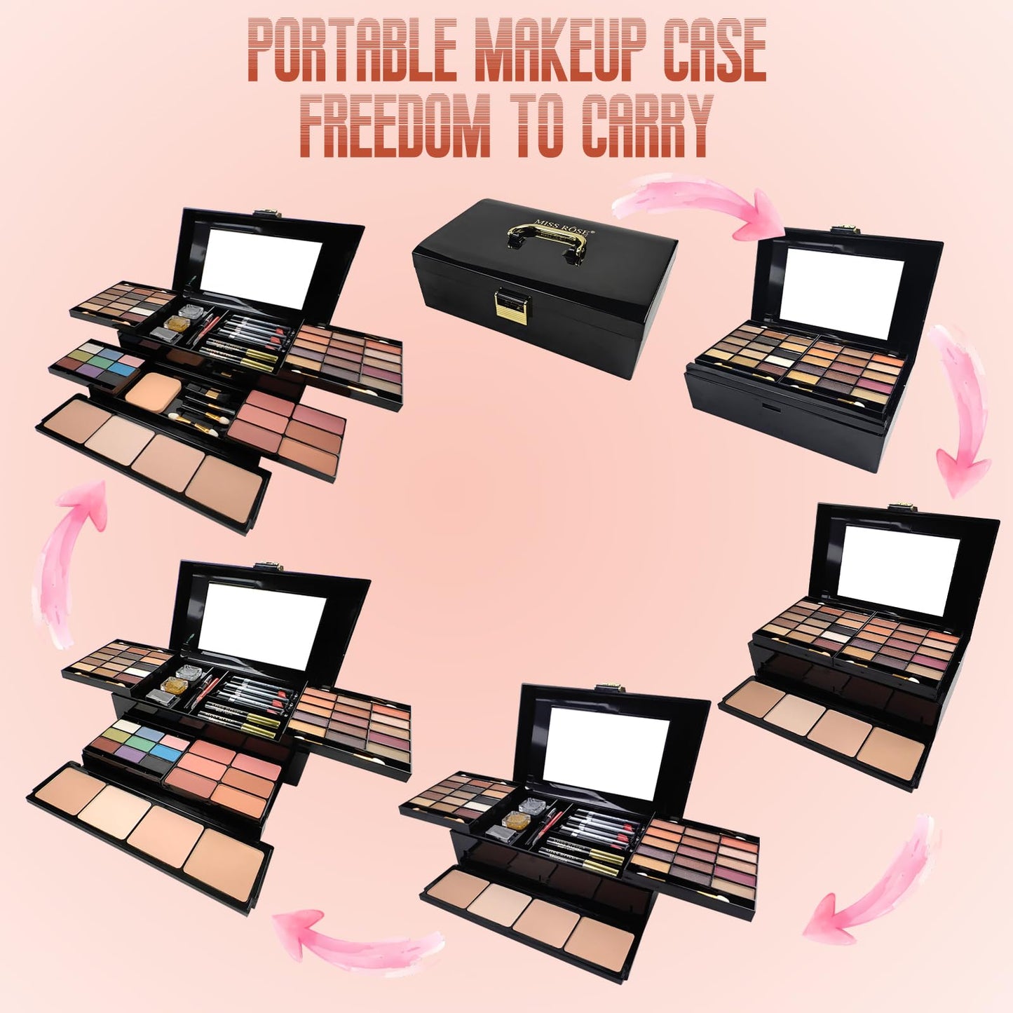 Joyeee All-in-One Makeup Gift Set Carry All Makeup Kit Women Full Kit With Makeup Bag Concealer Lipgloss Lipstick Blush Foundation Face Powder Eyeshadow Palette Cosmetic Palette #8