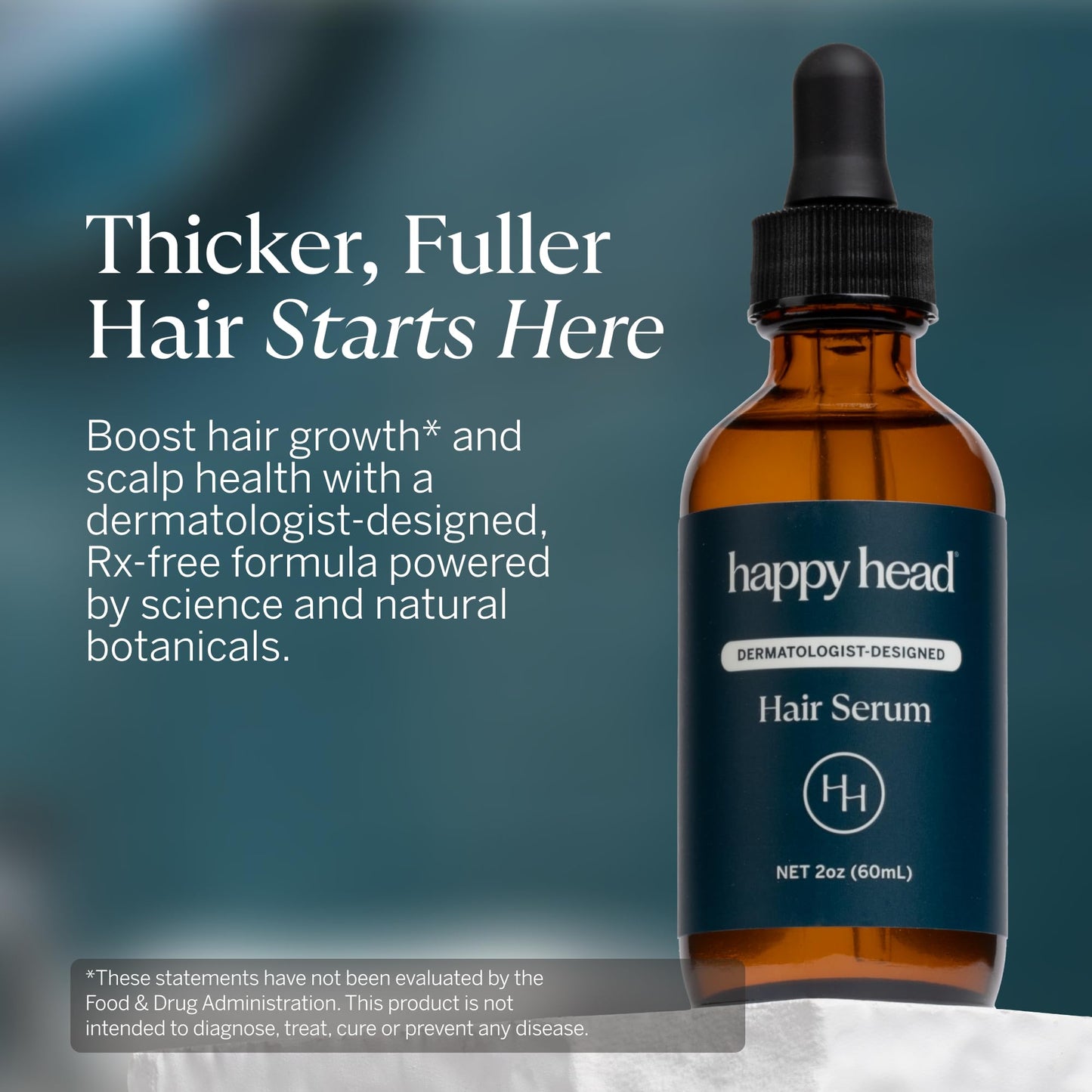 Happy Head Hair Serum for Men & Women with Procapil Biotin, Ashwagandha & Collagen, Leave In Scalp Application Formula for Daily Hair Care Routine at Home, Lightweight Use, 2 Oz Bottle