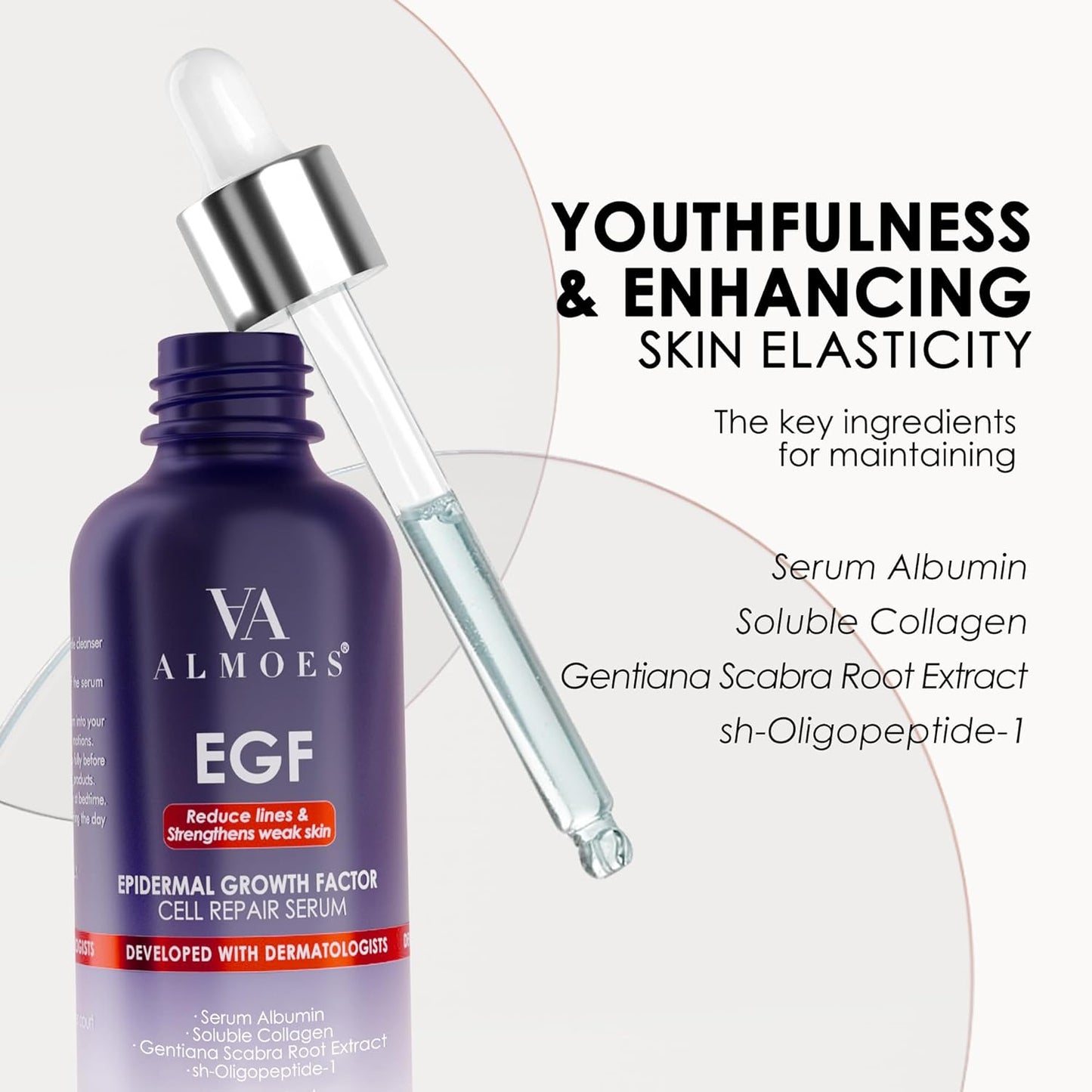 ALMOES Growth Factor Serum - Deep Moisturizing Antioxidant Face Serum for All Skin Types | 30 ML