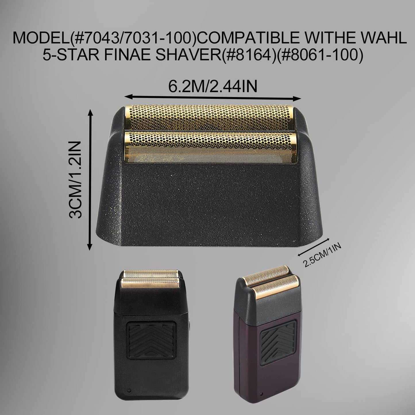 Professional 5 Star Series Finale Razor Replacement Foil and Bar Assembly compatible with wahl Foil 7043-100 Shave Replacement Head (black)